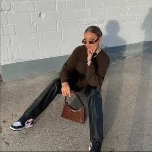 Zara Pants Jumpsuits Zara Full Length Vegan Leather Split